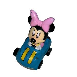 Disney Parks Minnie Mouse Rolling Toy Car Plastic Small Blue  4”